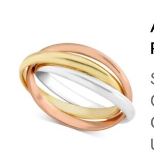 Tri-Color White, Rose and Yellow Gold Interlocking Rings